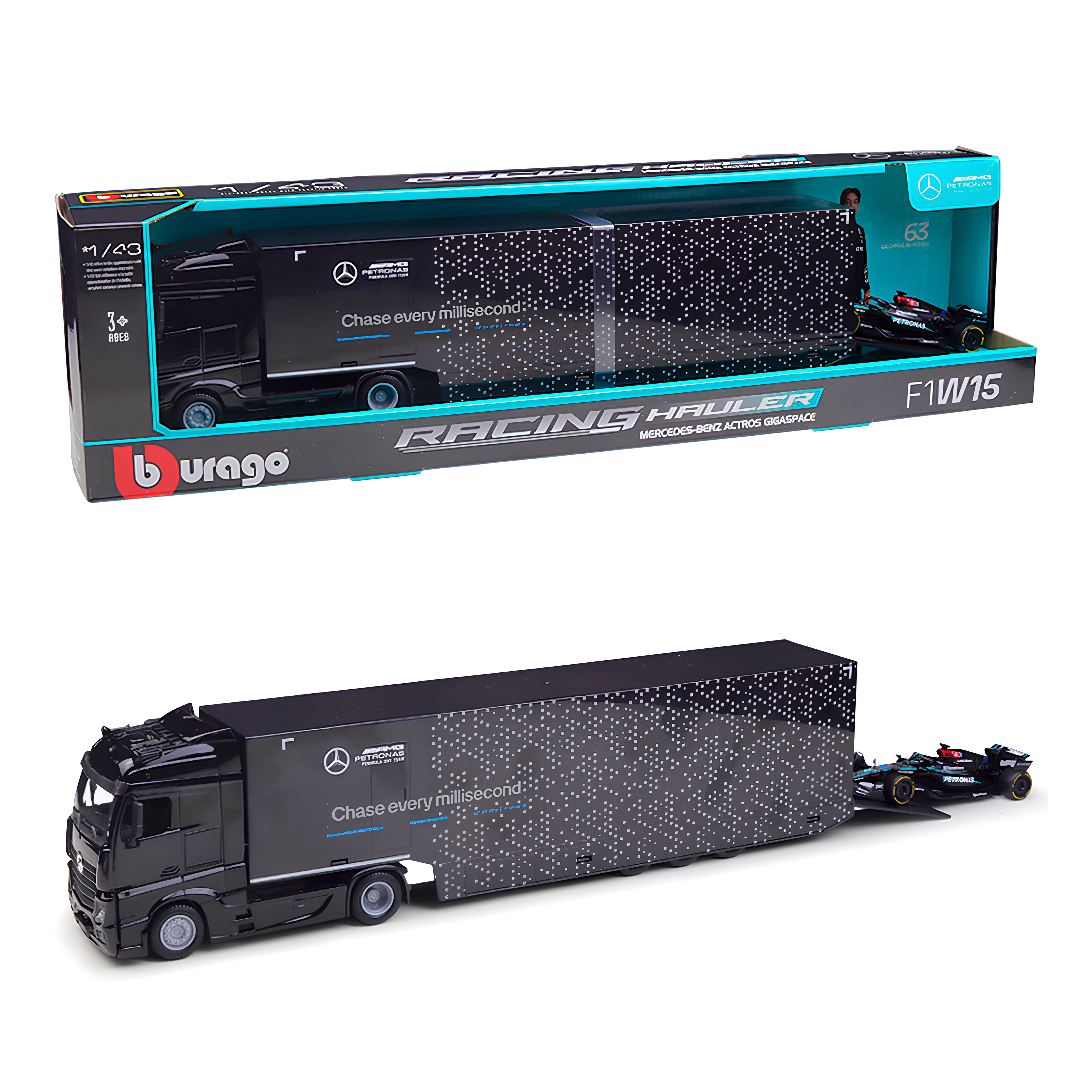 (2024) F1 Die-cast Hauler + Mercedes W15 #63 George Russel 1:43