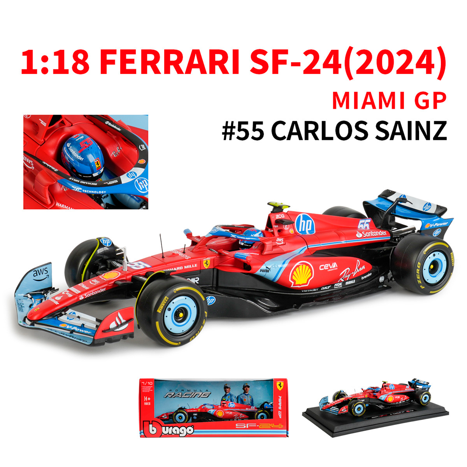 (2024) F1 Die-cast Ferrari SF-24 Miami 1:18