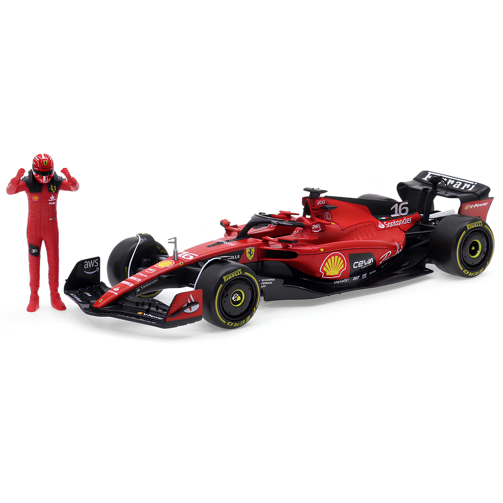 LANÇAMENTO Miniatura Fórmula 1 Ferrari SF-23 1:24 + Figura Piloto Charles Leclerc #16