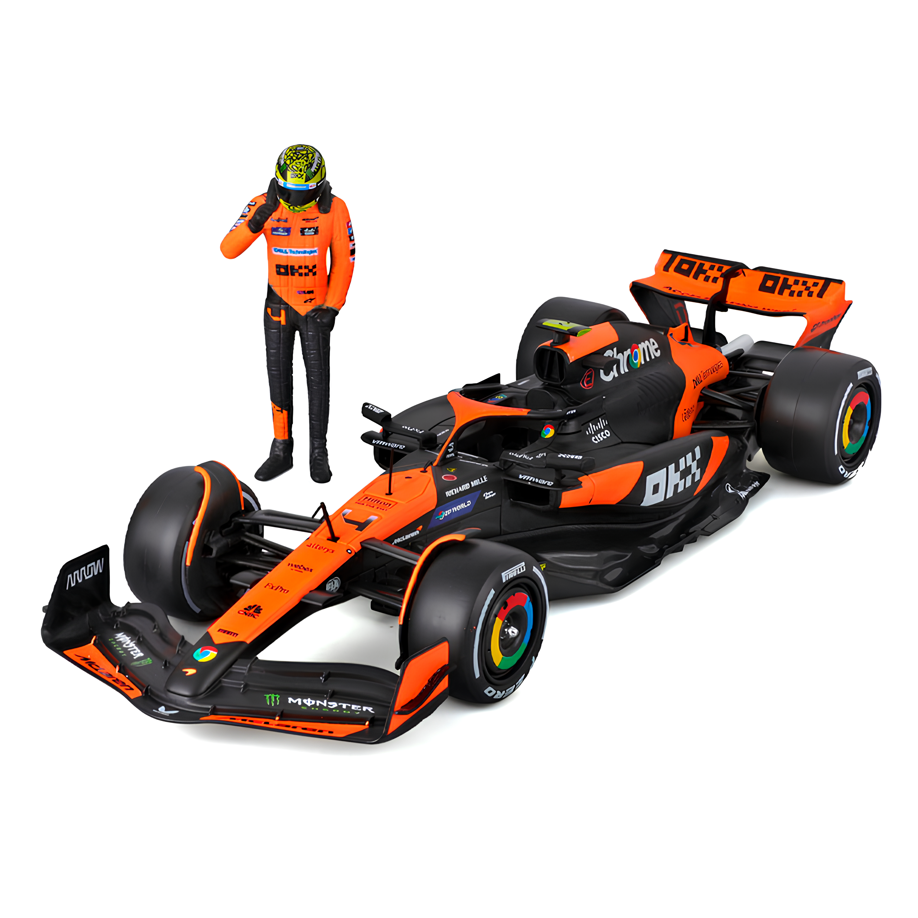 (2024) F1 Die-cast McLaren MCL38 1:24 + Piloto (Campeão Construtores)